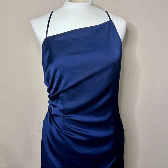 MillyElectra slip dress navy open back midi length